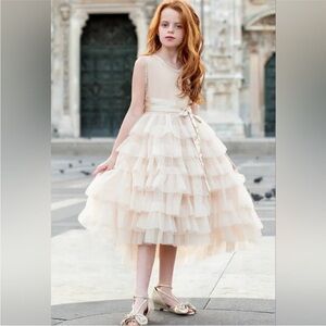JOYFOLIE MIA Joy Geneva Petticoat Elegant Cream Ivory Ruffled Kids Dress Size 10